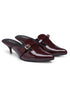GNIST Structured Mule Cherry Kitten Heel