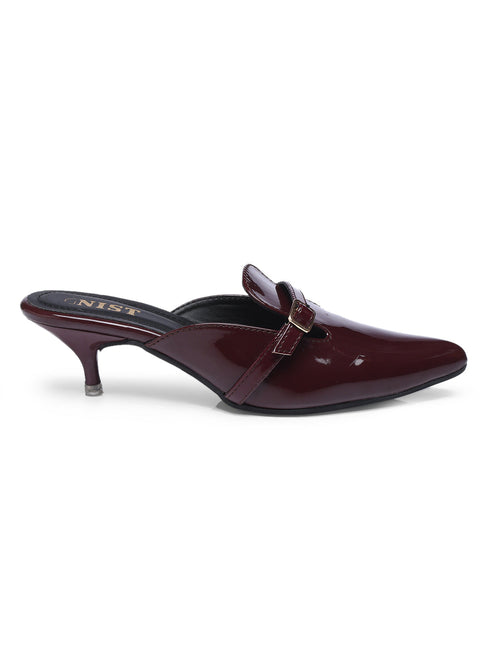 GNIST Structured Mule Cherry Kitten Heel