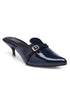 GNIST Structured Mule Navy Kitten Heel