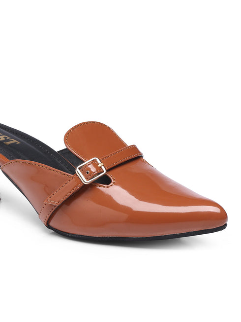 GNIST Structured Mule Tan Kitten Heel