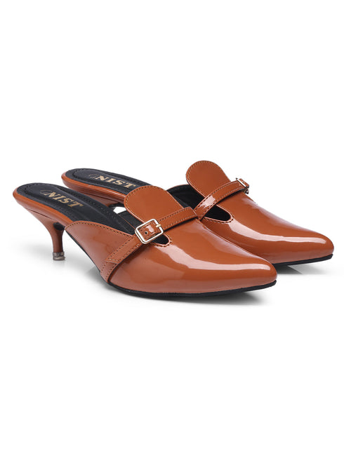 GNIST Structured Mule Tan Kitten Heel