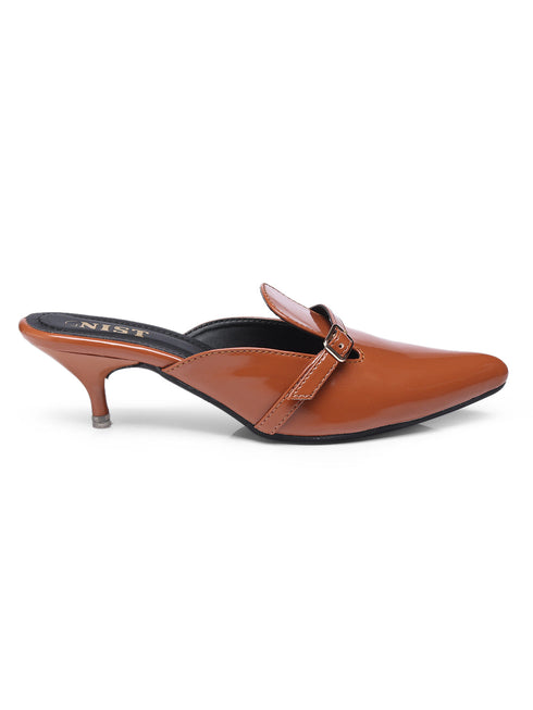 GNIST Structured Mule Tan Kitten Heel
