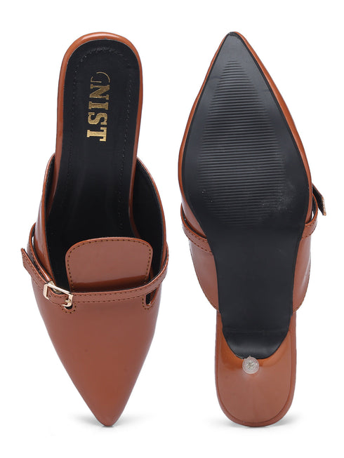 GNIST Structured Mule Tan Kitten Heel