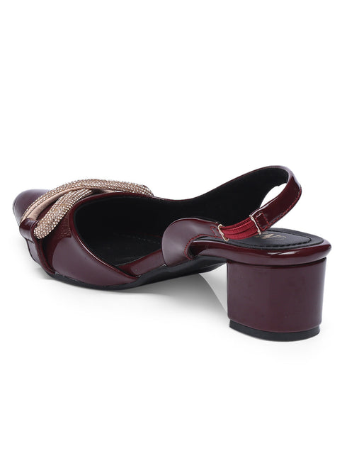 GNIST Embellished Pointed Cherry Block Heel