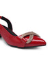 GNIST Embellished Pointed Red Block Heel