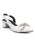 GNIST Embellished Pointed White Block Heel