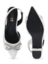 GNIST Embellished Pointed White Block Heel