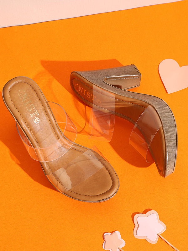 Gnist Beige High Heels Transparent Platforms Heels