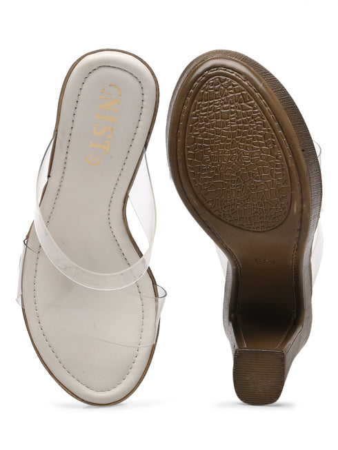 Gnist White High Heels Transparent Platforms Heels