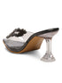 GNIST Pointed Embellished Transparent Black Heels