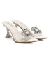 GNIST Pointed Embellished Transparent White Heels