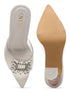 GNIST Pointed Embellished Transparent White Heels