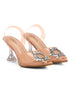 GNIST Round Rhinestone Studded Peach Pointed Stilettos