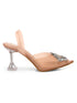 GNIST Round Rhinestone Studded Peach Pointed Stilettos