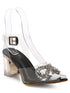 GNIST Black Pointed Embellished Transparent Bow Heels