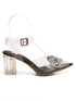 GNIST Black Pointed Embellished Transparent Bow Heels