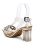 GNIST Gold Pointed Embellished Transparent Bow Heels