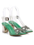 GNIST Green Pointed Embellished Transparent Bow Heels