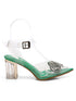 GNIST Green Pointed Embellished Transparent Bow Heels