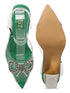 GNIST Green Pointed Embellished Transparent Bow Heels