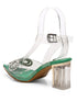 GNIST Green Pointed Embellished Transparent Bow Heels
