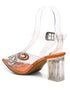 GNIST Orange Pointed Embellished Transparent Bow Heels