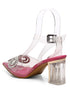 GNIST Pink Pointed Embellished Transparent Bow Heels