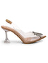 GNIST Square Embellished Beige Pointed Stilettos