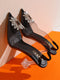 GNIST Square Embellished Black Pointed Stilettos