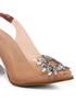 GNIST Square Embellished Peach Pointed Stilettos