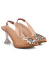 GNIST Square Embellished Peach Pointed Stilettos