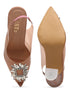 GNIST Square Embellished Peach Pointed Stilettos