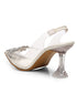 GNIST Square Embellished White Pointed Stilettos