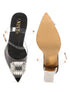 GNIST Black Pointed square Embellished Back Strap Stilettos
