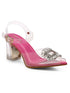 GNIST Pink Pointed square Embellished Back Strap Stilettos
