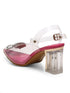 GNIST Pink Pointed square Embellished Back Strap Stilettos