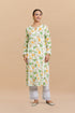 Saba Chikankari Kurta in Mul cotton in Green Floral
