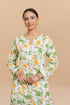 Saba Chikankari Kurta in Mul cotton in Green Floral