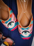 Multicolor Leather Mojari with Evil Eye Design