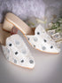 Masakali White Mirror Work Elegance Mules with Heel