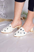 Masakali White Mirror Work Elegance Mules with Heel