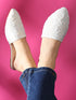 BELA Embroidered White Vegan Leather Mule