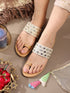 NAJMA Embellished Ivory Vegan Leather Kolha Chappals