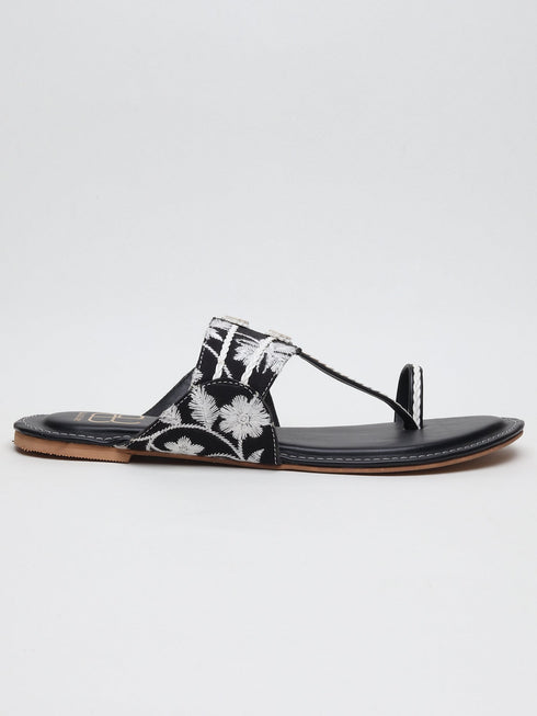 Chandini Black Kolhapuri Flats