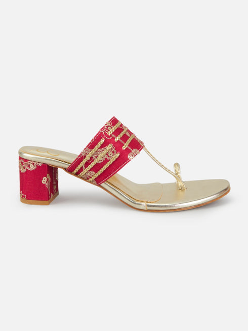 Garden Galleria Pink Kolhapuri Block Heels