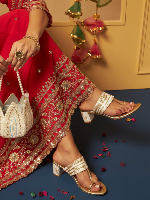 Garden Galleria Ivory Kolhapuri Block Heels