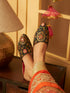 BELA Women Black Embroidered Ethnic Mule Flats