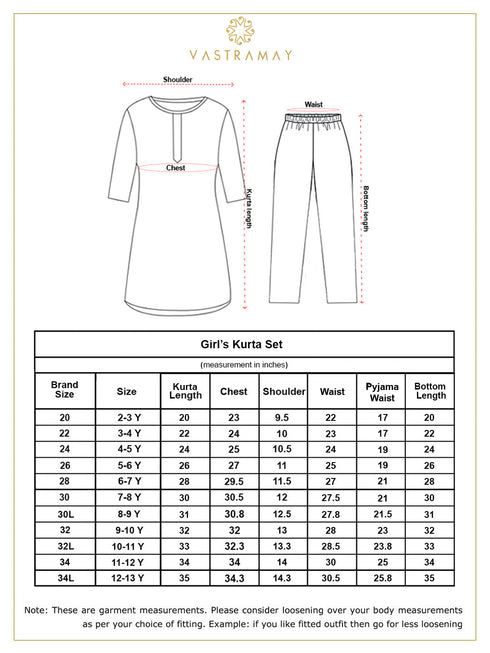 Girl's' Maroon Embellished Kurta Pyjama Set
