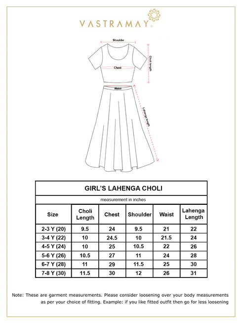 Girl's' Mustard And Maroon Lehenga Set