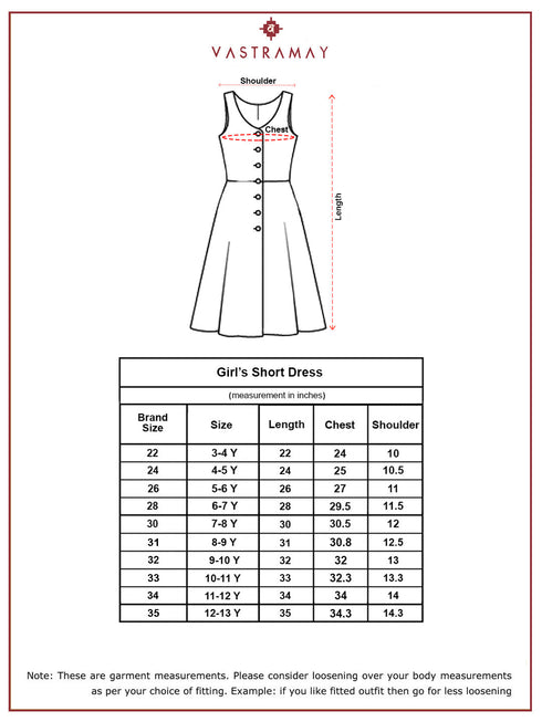 Girl's Red Cotton Dress With Kalamkari Print